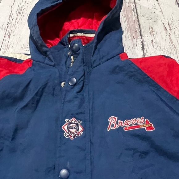 Vintage Boys 1990s Atlanta Braves MLB Baseball Sports Puffy 90s Starter Jacket - Picture 6 of 10